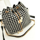 Women bag chains fashion bucket bag canvas patchwork women shoulder bag mes