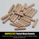 400pcs/set Fluted Wood Dowel Durable Straight Grooved Pins Easy Insertion Home