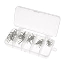 50Pcs High Carbon Steel Barb Treble Hooks Set with Box Fishhooks for Sea Lakes