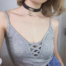 Sexy Women's Classic Punk Rock Double O RING Leather Collar Choker Necklace Gift