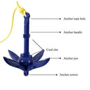 4-tine Rowing Boats Folding Anchor Small Boat Anchor Marine Rope Kit for Ka