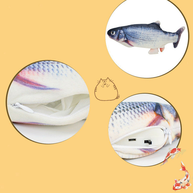 4x Cat Toys Moving Fish Electric Realistic Flopping Wagging Fish Toys