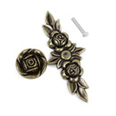 6 xRetro Bronze Rose Decor Kitchen Cabinet Drawer Handle Pull Knob Hardware