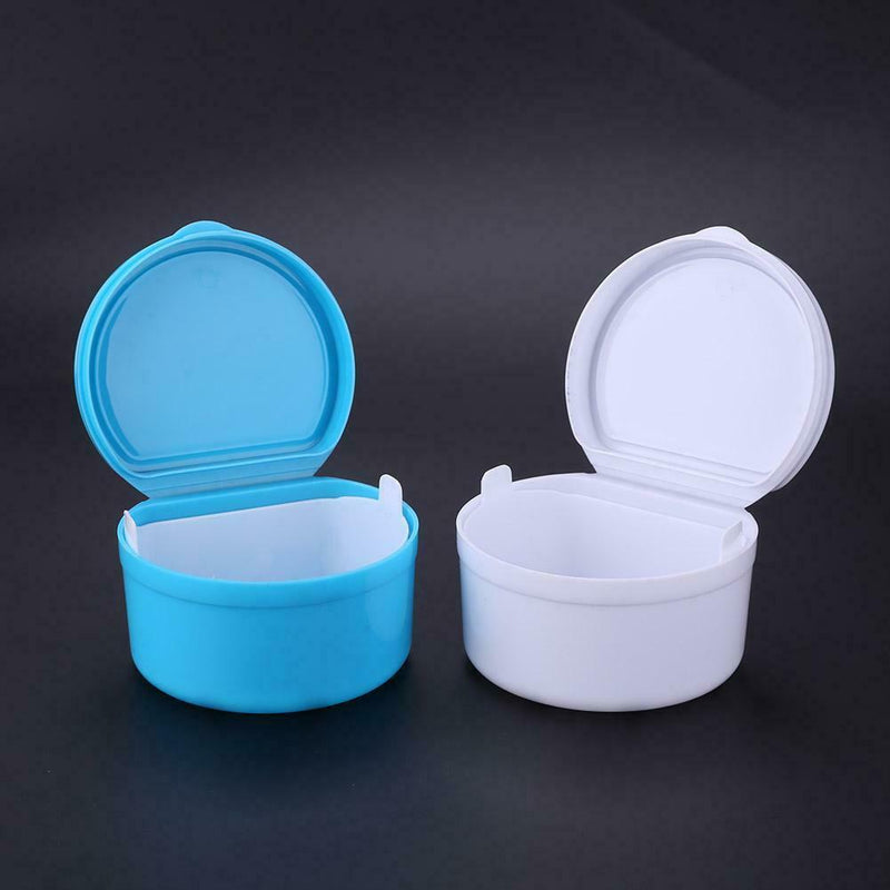 2 Layer Dental False Teeth Bath Box Denture Storage Box Case Container+Hang Net