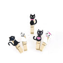 Cat wooden clips with hemp rope photo clip wood paper clip for bag DIY tools FT