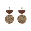 Fashion Women Handmade Wooden Straw Weave Drop Dangle Earrings JewelryATAUBD3C
