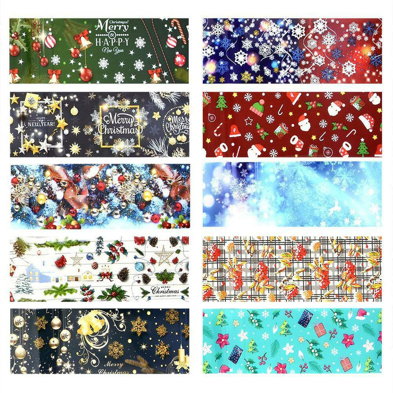 10 Pcs Nail Transfer Foil Colorful Halloween Christmas Nail Decals DIY Nail Art*