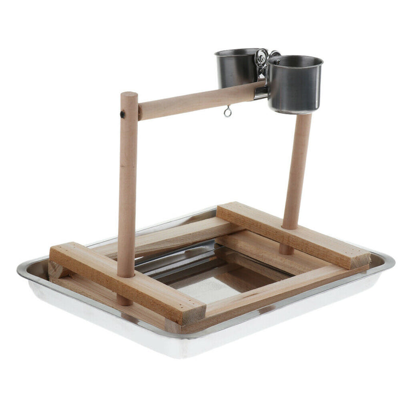 Stainless Steel Wood Parrot Activity Perch Stand