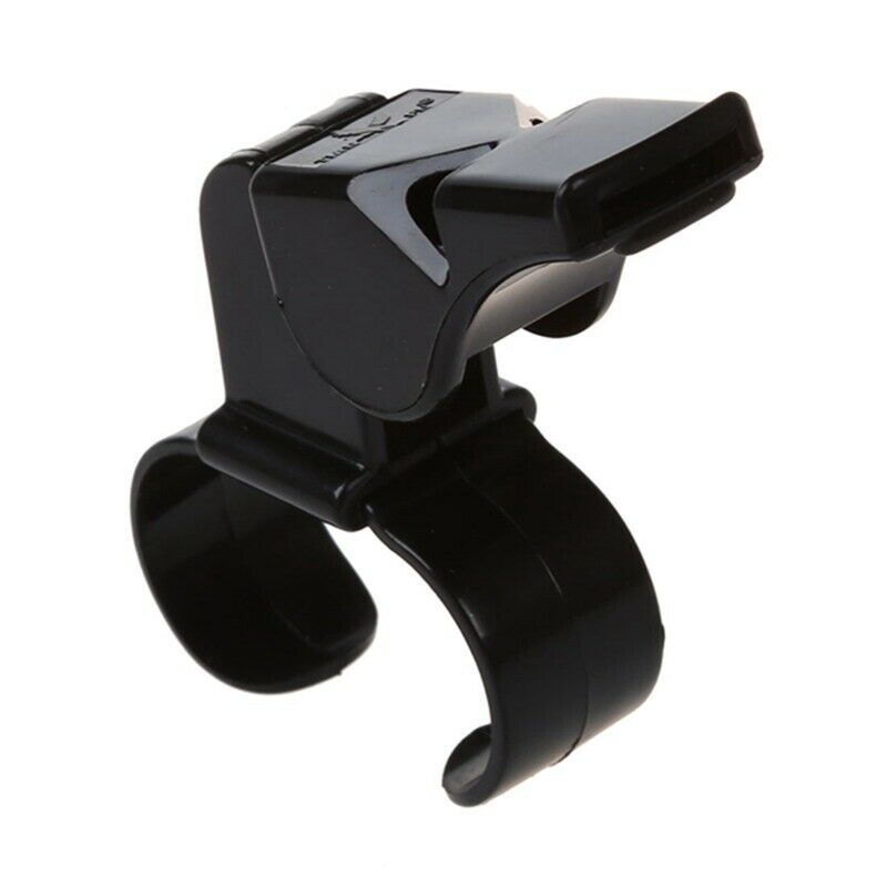 Black Plastic Pealess Finger Grip Sports Referee Whistle I6M2
