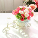 Nostalgic Bicycle Artificial Flower Decor Plant Stand (Pink+white) H1P1