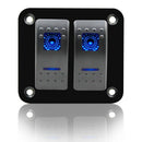 12V-24V 2 Gang blue Rocker Switch Panel Circuit Breaker Boat Marine Waterpr S2Y5