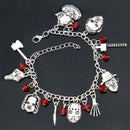 Horror Movie Charm Bracelet Gift Hand Bone Ax Ghost Halloween Creepy Fashion