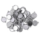50pcs Pendants Round Trays Cabochon Charms Blank Alloy Bezel Connectors Findings