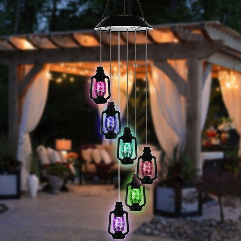 Changing Solar Powered Lanterns Wind Chime Wind Mobile LED Light, Gzero Spi F5J2