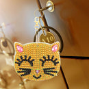 4pcs Rainbow Cat Key Chain 5D Special Shaped Diamond Painting Cross Stitch A