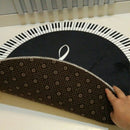 1X(New Carpet Music Symbol Piano Key Black White Round Carpet Non-Slip Carp