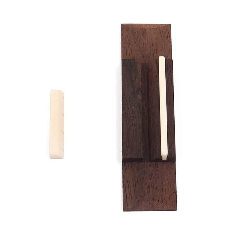 Replacement Rosewood Bridge and Bone Nut Saddle Slotted for Ukulele Guitar