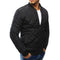 Men Long Sleeve Diamond Stand Collar Winter Padded Jacket (Black L) A#S