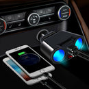2 Way Black Cigarette Lighter Socket Splitter Adapter LED Dual USB Car Charger