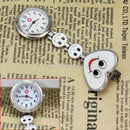 Smiling Face Heart Shaped Clip On Fob Brooch Pendant Nurse Hanging Pocket Watch