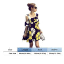 Fashion Floral Print Dress Women Summer Square Collar Ruffle Loose Dresses A