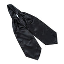 Satin Tuxedo Wedding Self Tie Ascot Cravat Necktie Scarf for Men - Black