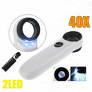 2 LED Microscope High Power 40x Light Magnifying Glass Handheld Magnifier UK