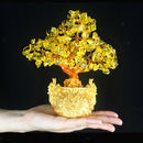 Feng Shui Crystal Money Tree for Wealth Luck Office LivingRoom Decor 7-Inch