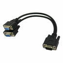Fasdga VGA 15 Pin Male to 2 Female Plugs Computer Connector Cable Black W9J6