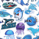 49Pcs Cute Blue Sea Marine Animals Stickers Suitcase Laptop Skateboard Decals 3C