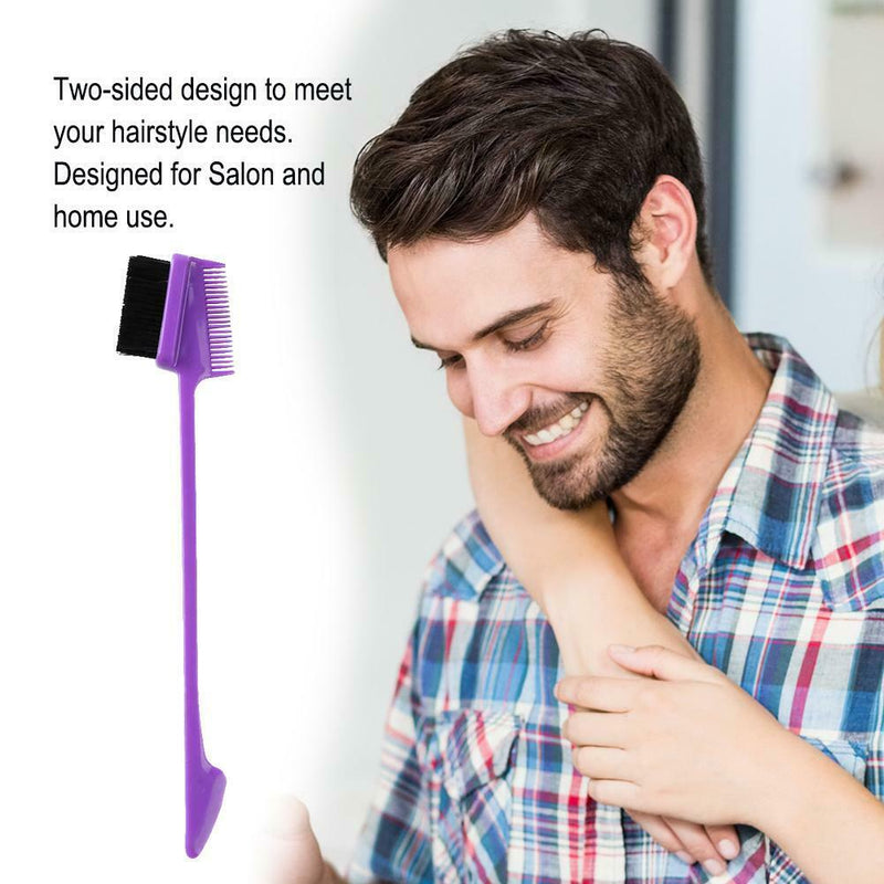 Double Sided Edge Comb Beauty Hair Styling Salon Hairdressing Tool (Purple) A