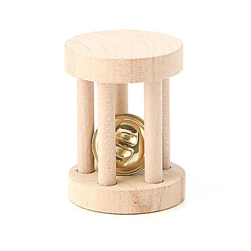 1PC Natural Wood Chew Toys Bell Roller Dumbells For Pet Rabbits Hamsters Rat OZ