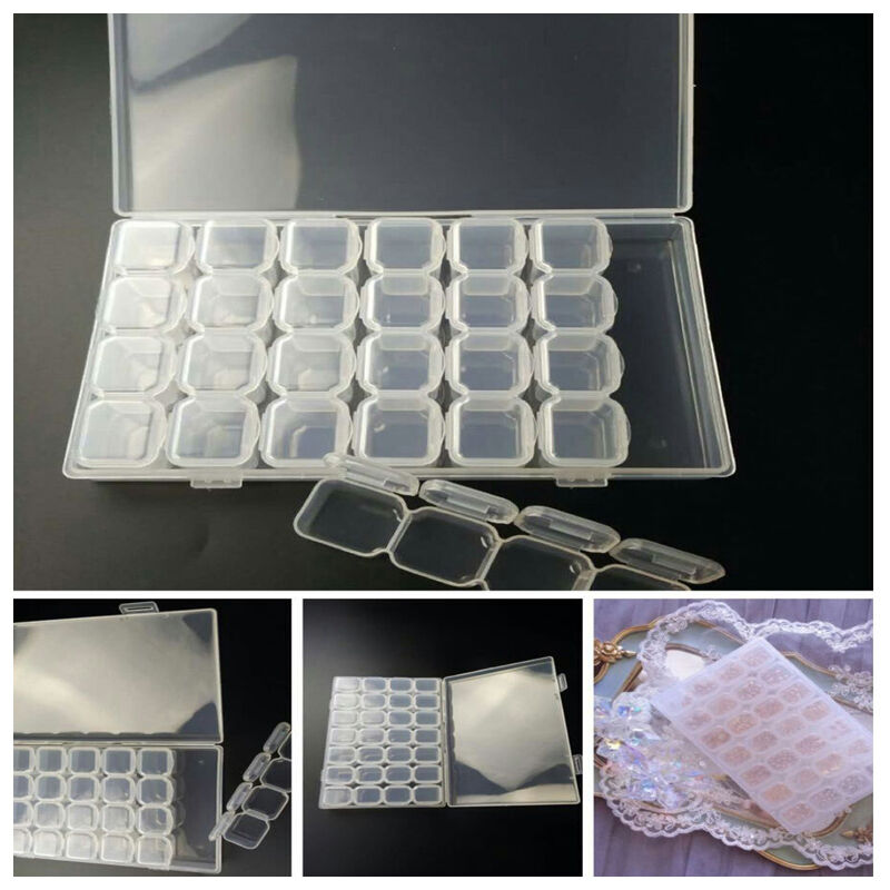 Empty 28 Jars Slots Nail Art Storage Box Tips Jewelry Case Organizer Beads Tools