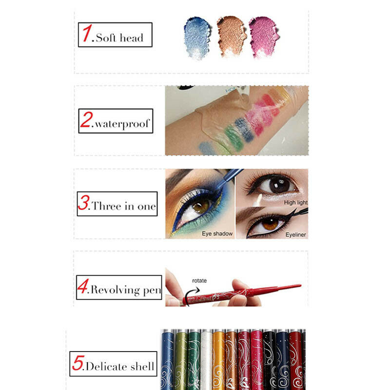 Menow Makeup Set 12Color/Kit Waterproof Eye Shadow Pencil Rotate Eyeliner L C3H8