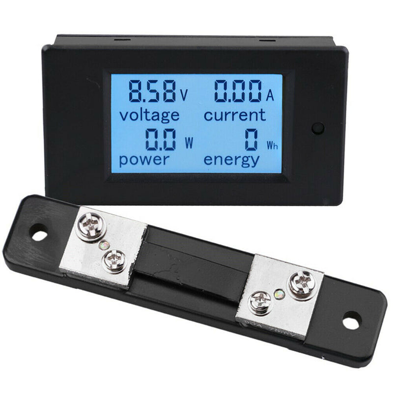 DC 6.5~100V LCD Digital Combo Panel Volt Amp Power Watt Meter Safe Monitor 50A