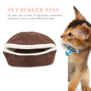 Soft Cat Waterproof Nest Washable Pet Cute Hamburger Bed Kennel (Maroon) A