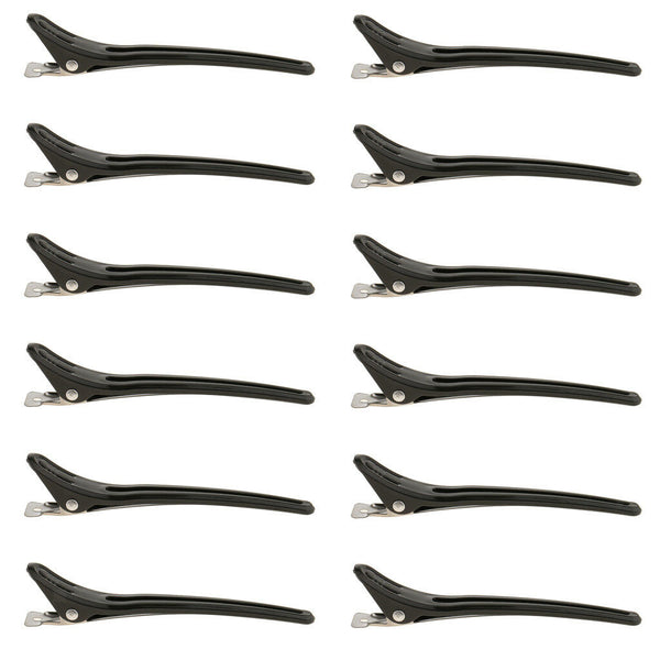 12pcs Wide Clips Salon Hair Grip Clamps Hairdressing Tool Hairpin Black