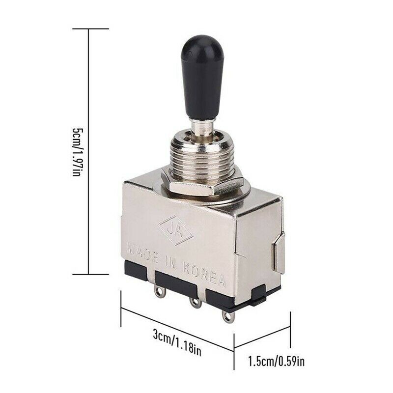 1Pc Guitar 3 Way Toggle Switch, Metal Enclosed 3 Way Selector Switch With B