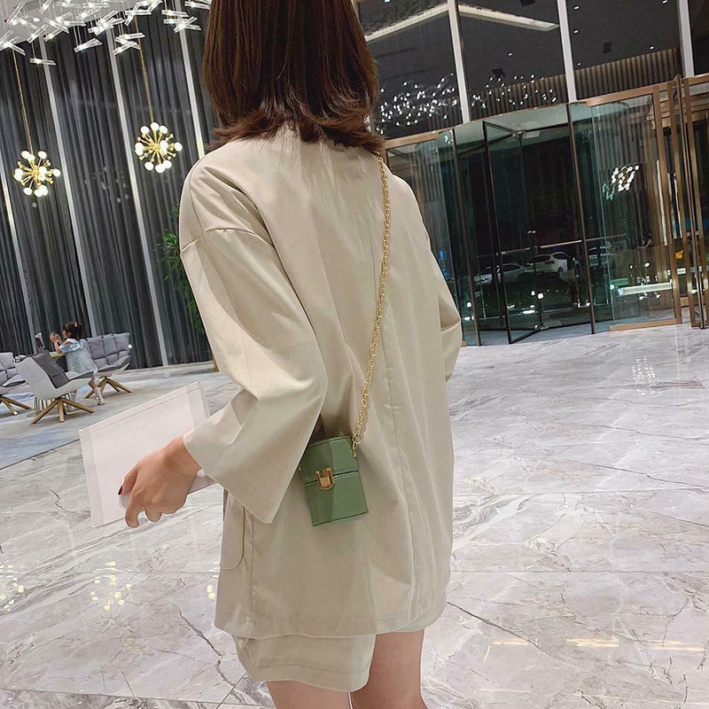 Mini Shoulder Handbags Leather Women Chain Crossbody Bucket Bags (Green) A