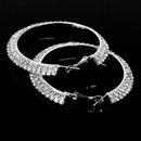 1 pair Earrings Alloy Creoles Decorated 2-Row Rhinestone Diameter 60mm - Si
