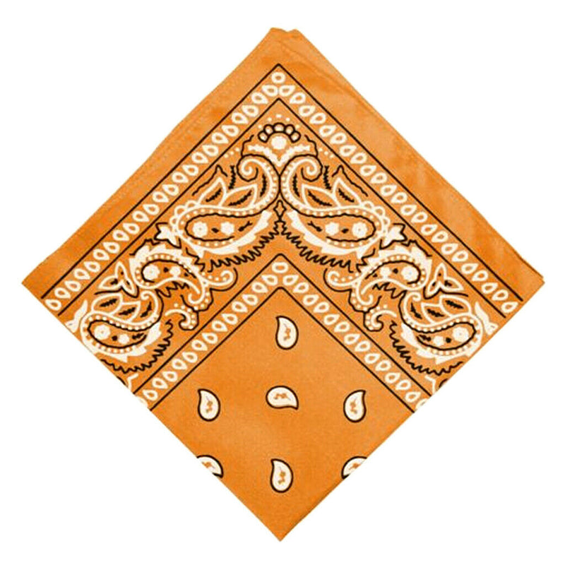 Novelty Double Sided Paisley Print Cowboy Bandana Head Wrap Wristband Orange
