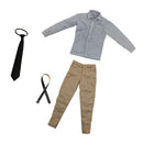 1/6 Plaid Shirt Khaki Pants Black Tie Male Outfit for 12'' Action Figures