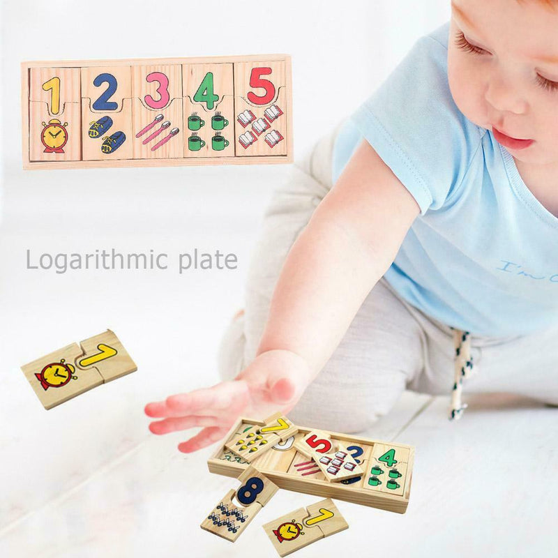Wooden Count Geometric Shape Cognition Match Baby Early Education Math Toys