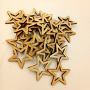 Pack of 50 Pieces Natural WOOD EMBELLISHMENTS Wooden Star Shaped Pieces Decor