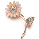 Women'S Fashion Opal Rhinestone Alloy Sun Flower Brooch Sunflower Brooch Cl K2J6