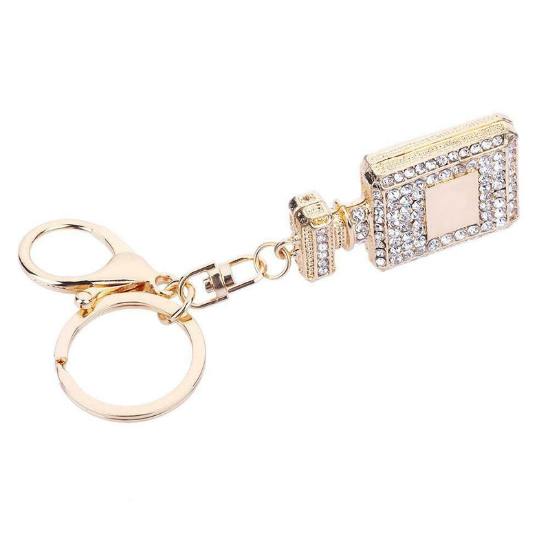 Rhinestone Crystal Perfume Bottle Key Ring Keychain Bag Pendant for Girls