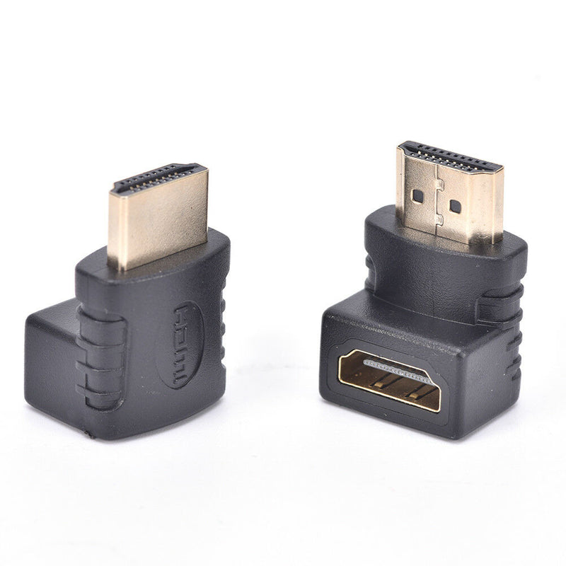 2x HDMI 90 Degree Elbow Connector Male to Female Wall-mounted TV HDMI Adapter^LJ