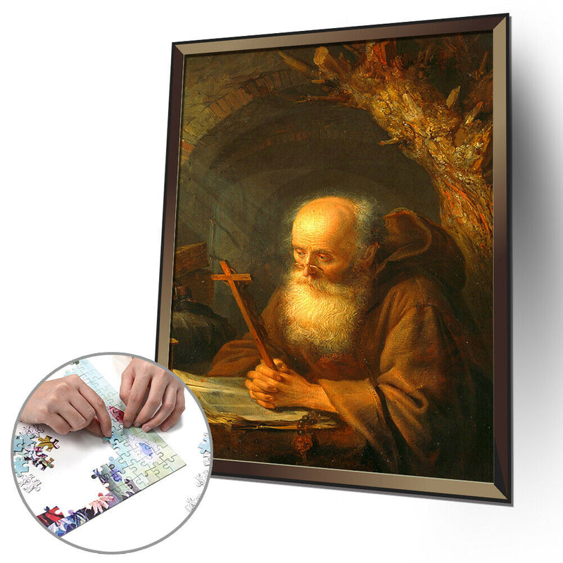 1000pcs Paper Puzzles Jigsaw Cross Old Man Oil Painting Assemble DIY Toys