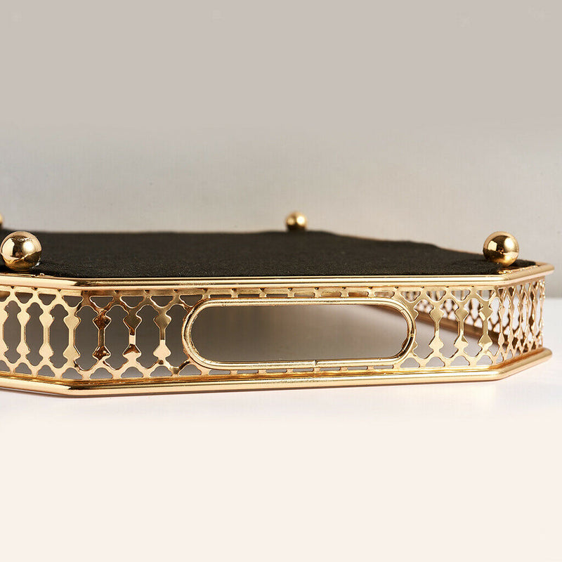 Mirror Tray, Vanity Tray with Eight Corner Metal for Dresser Bathroom Bedroom