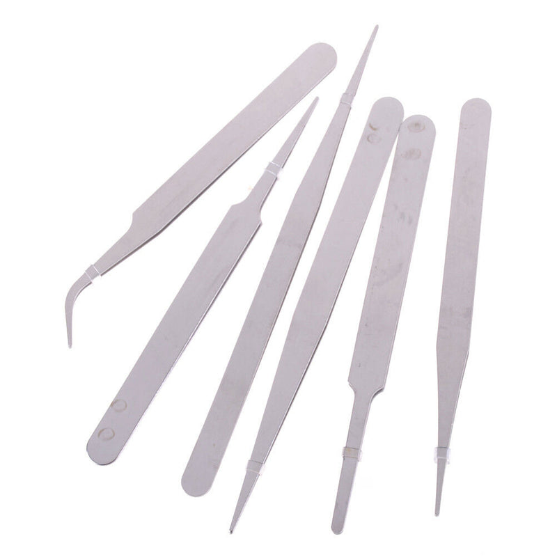 6Pcs/Set Stainless Steel Anti-static Tweezer Repair Maintenance Tool A Gw